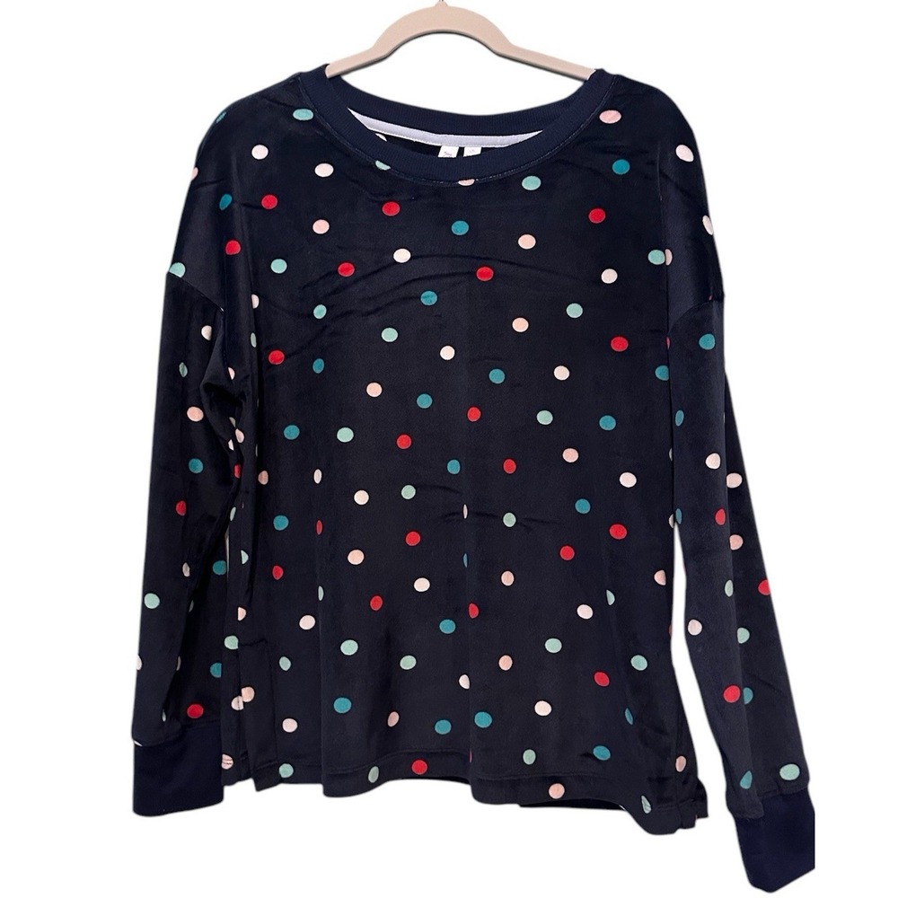 JOYSPUN Super Soft Fleece Black Pajama Top Women's M Long Sleeve Warm